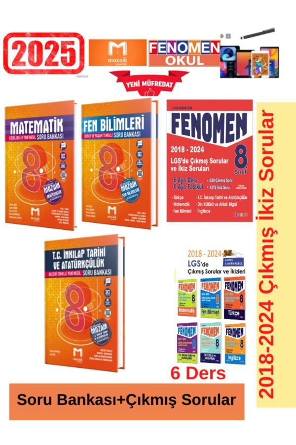 Mozaik Matematik-Fen-İnk.Tarihi Soru Bankası+Lgs 2018-2024 Çıkmış İkiz Soru Seti+Kalem - Mozaik Yayınları - Image 1