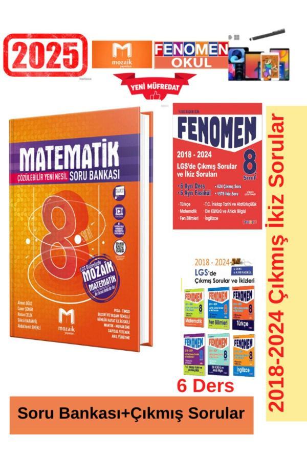 Mozaik Matematik Soru Bankası+Lgs 2018-2024 Çıkmış İkiz Soru Seti+Kalem - Mozaik Yayınları - Image 1