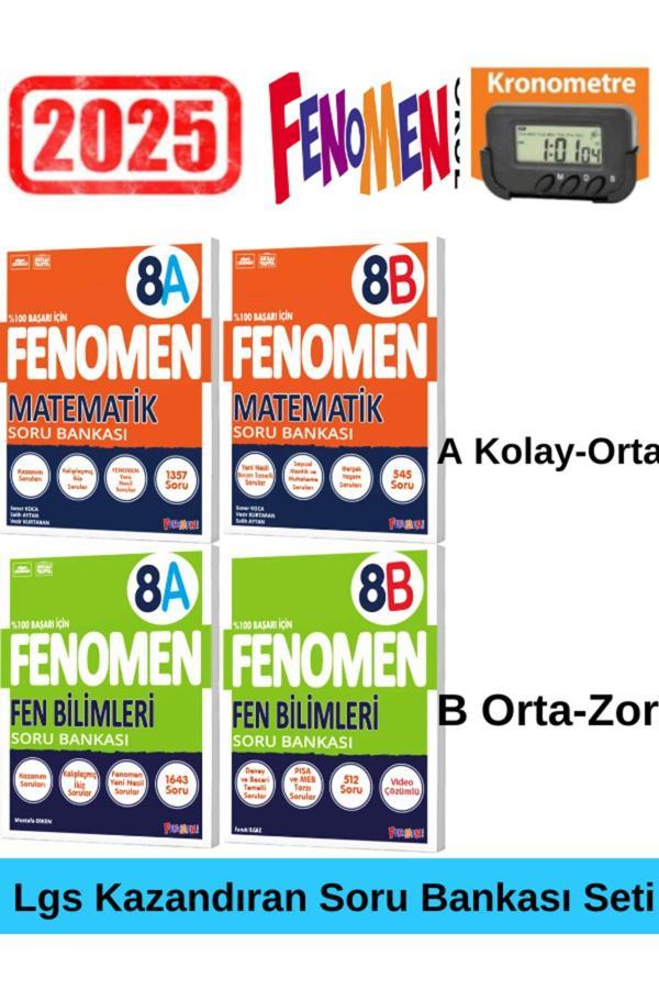 2025 8.Sınıf Lgs Hazırlık Matematik(AB)-Fen(AB)- Soru Bankası Seti+Kronometre - Fenomen Yayıncılık - Image 1
