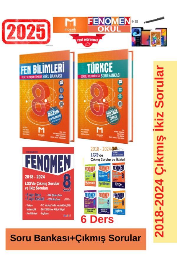 Mozaik Fen-Türkçe Soru Bankası+Lgs 2018-2024 Çıkmış İkiz Soru Seti+Kalem - Mozaik Yayınları - Image 1