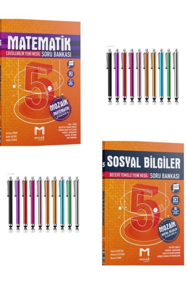 Mozaik 5.Sınıf Matematik-Sosyal Bilgiler Soru Bankası Seti+Dokunmatik Kalem - Mozaik Yayınları - Image 1