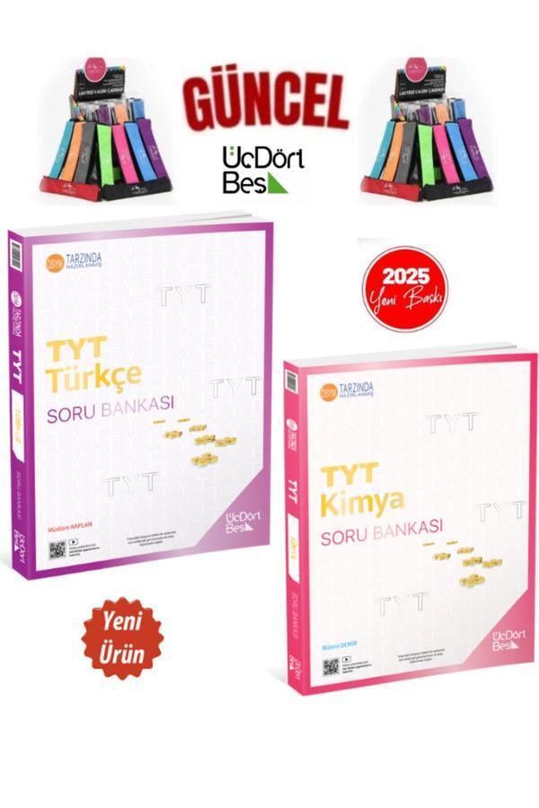 2025 Güncel Baskı Tyt Türkçe-Kimya(2 Kitap)Video Çözümlü Soru Bankası Seti+Kalemlik - Üç Dört Beş Yayınları - Image 1
