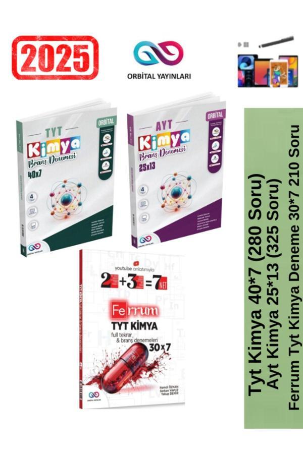 2025 Tyt Kimya 40x7 Branş +Ayt 25x13 Deneme+Ferrum Tyt Kimya 30x7 Deneme Seti+Kalem - Orbital yayınları - Image 1