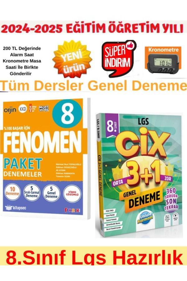 2025 8.Sınıf Lgs 10 Genel Deneme+Ünlüler 8.Sınıf Cix 3+1 Lgs Tüm Dersler 3+1 Deneme+Kronometre - Fenomen Yayıncılık - Image 1