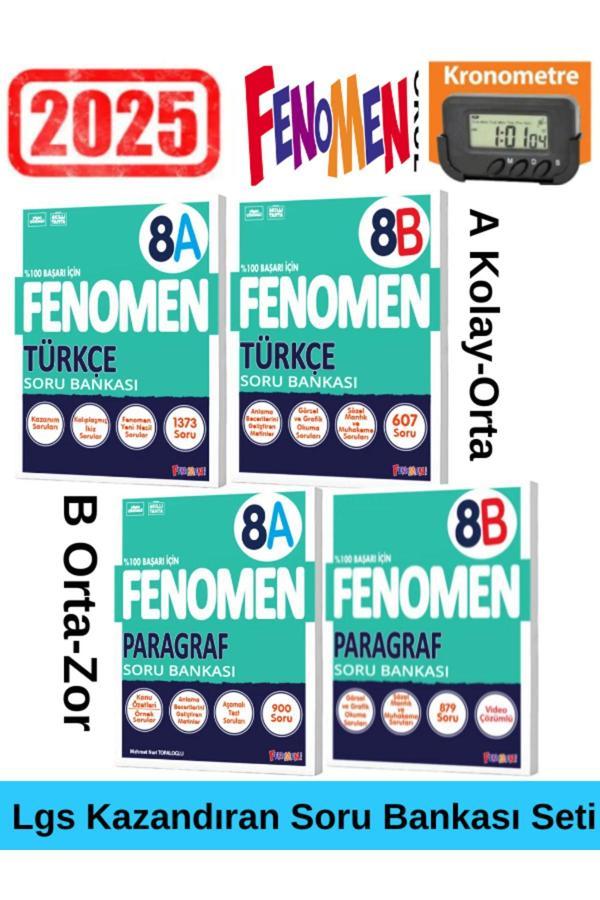 2025 8.Sınıf Lgs Hazırlık Türkçe(AB)-Paragraf(AB)- Soru Bankası Seti+Kronometre - Fenomen Yayıncılık - Image 1