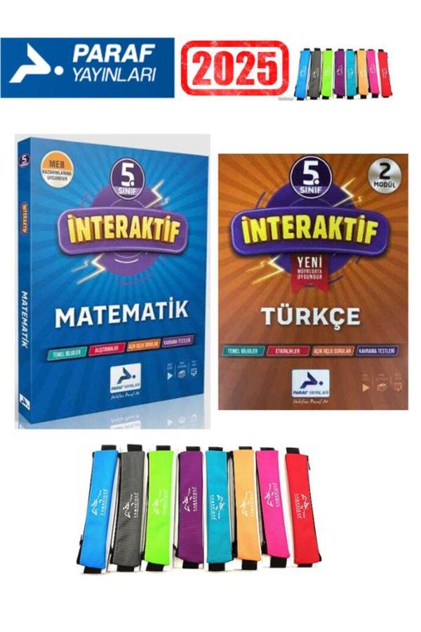 Paraf Yayınları 2025 5.Sınıf İnteraktif Matematik-Türkçe Soru Bankası Seti+Kalemlik - Paraf Yayınları - Image 1