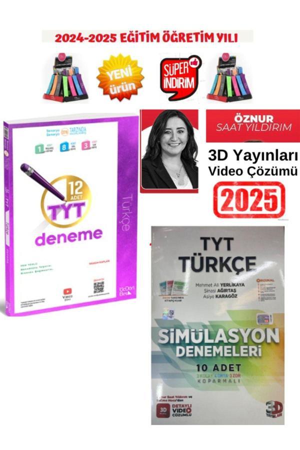 3d Simulasyon 2025 Tyt Türkçe 10 Deneme(Öznur Hoca )+345 2025 Tyt Türkçe 12 Deneme+Kalemlik - 3D Yayınları - Image 1