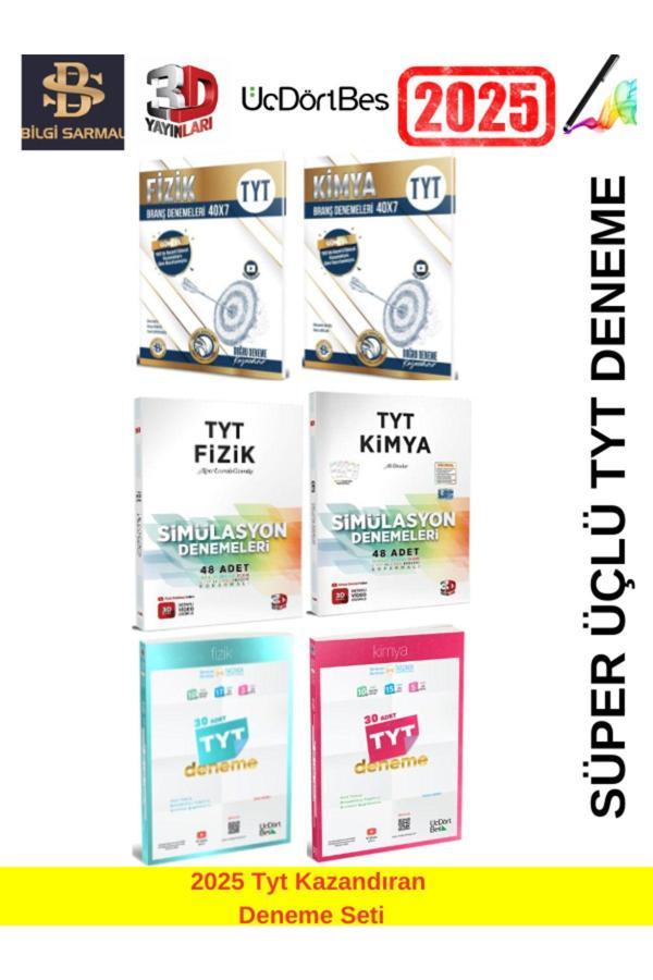 2025 Tyt Fizik40-Kimya40+3D Fizik48-Kimya48+345 Fizik30-Kimya30(236Adet) Deneme Seti+Kalem - Bilgi Sarmal Yayınları - Image 1