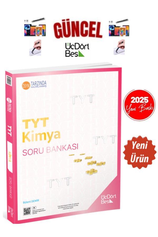 2025 Güncel Baskı Tyt Kimya Video Çözümlü Soru Bankası Seti+Kalem - Üç Dört Beş Yayınları - Image 1