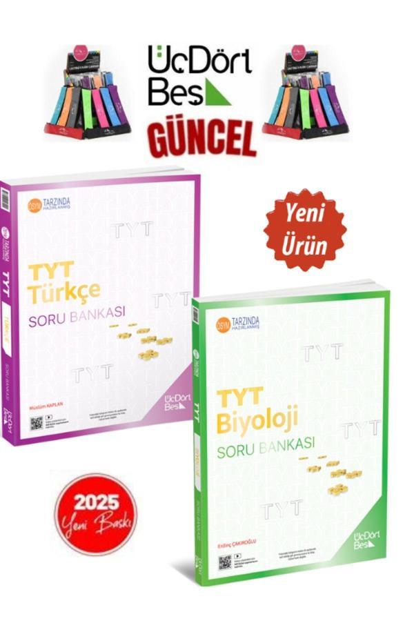 2025 Tyt Türkçe-Biyoloji(2Kitap)Video Çözümlü Soru Bankası Seti+Kalemlik - Üç Dört Beş Yayınları - Image 1
