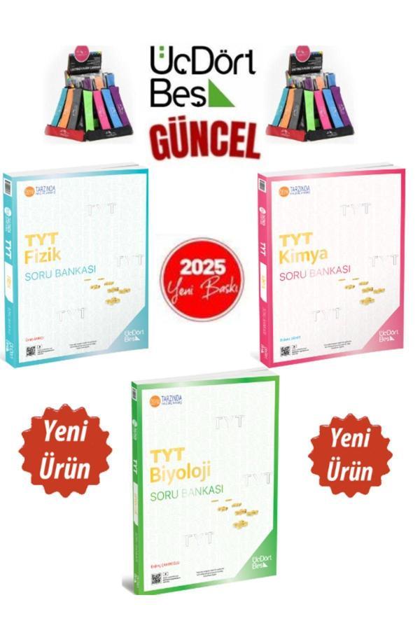 2025 Tyt Fizik-Kimya-Biyoloji(3Kitap)Video Çözümlü Soru Bankası Seti+Kalemlik - Üç Dört Beş Yayınları - Image 1