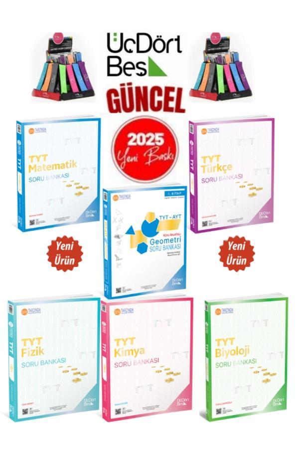 2025 Tyt Matematik-Türkçe-TytAytGeometri-Fizik-Kimya-Biyoloji(6Kitap)Soru Bankası Seti+Kalemlik - Üç Dört Beş Yayınları - Image 1