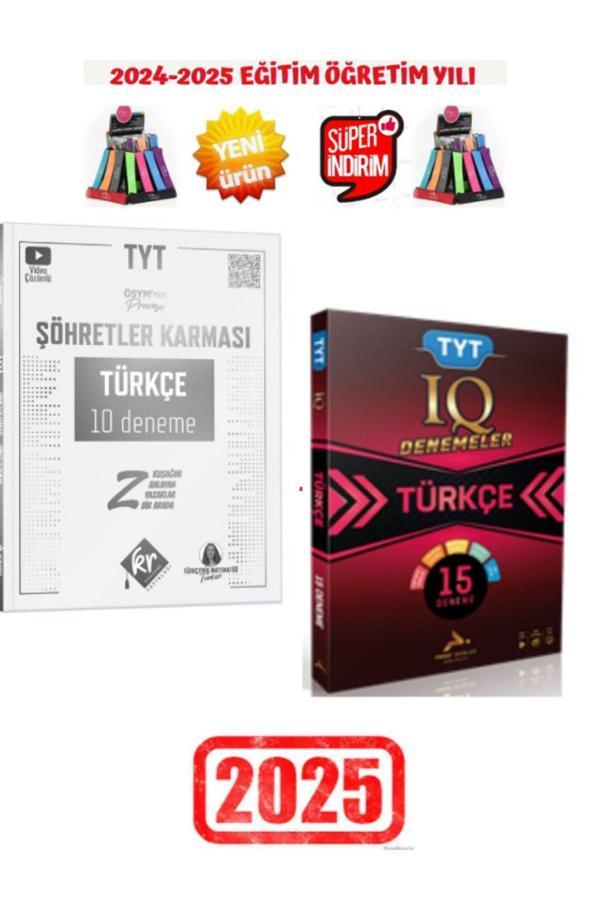 Şöhretler 2025 Tyt Türkçe 10 Deneme+Paraf IQ 2025 Tyt Türkçe 15 Deneme Seti+Kalemlik - Şöhretler Karması - Image 1