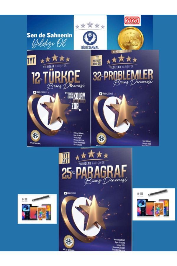 Güncel Tyt Türkçe 12-Paragraf 25 -Problem 32 Adet Yıldızlar Yarışıyor Branş Deneme+Kalem - Bilgi Sarmal Yayınları - Image 1