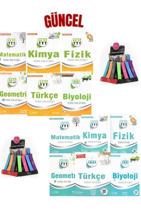 Güncel Tyt Mat-Türkçe-Fizik-Kim-Biyoloji-TytAytGeometri Konu Anlatımı+ Soru Bankası Seti+Kalemlik - Palme Yayınları - Image 1