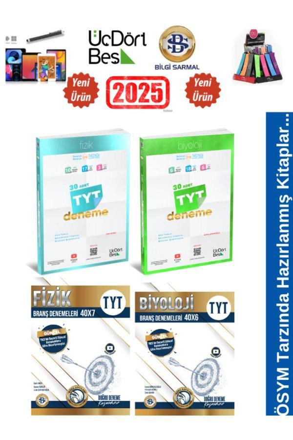 2025 Tyt Fizik(7)+Biyoloji(6)Deneme+ÜçDörtBeş Tyt Fizik(30)+Biyoloji(30)Deneme Seti+Kalemlik - Üç Dört Beş Yayınları - Image 1