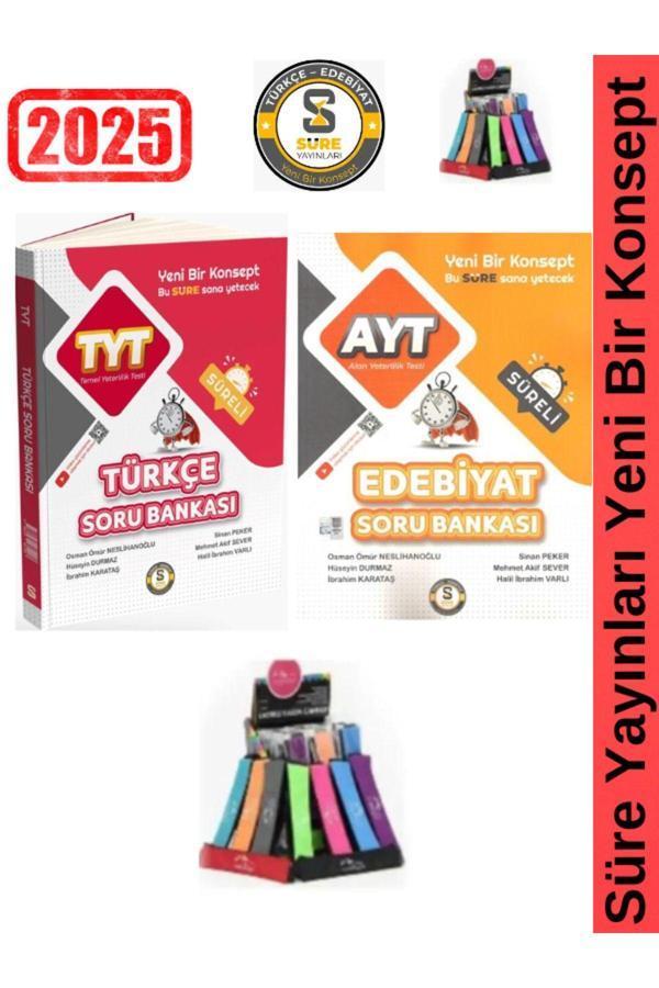 Süre Yayınları 2025 Tyt Türkçe-Ayt Edebiyat  Süreli Video Çözümlü Soru Bankası+Kalemlik - Süre Yayınları - Image 1