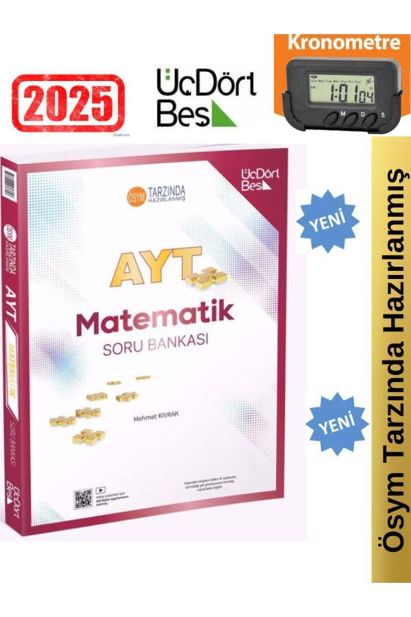 2025 Ayt Matematik Video Çözümlü Soru Bankası Seti (Yeni Ürün)+Kronometre - Üç Dört Beş Yayınları - Image 1