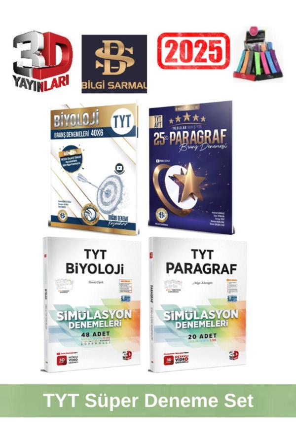 2025 Tyt Yıldızlar Paragraf25-Biyoloji40+3D Tyt Paragraf20-Biyoloji48 Deneme Seti+Kalemlik - Bilgi Sarmal Yayınları - Image 1