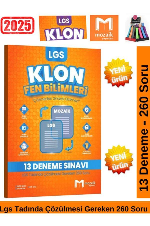 Mozaik 2025 8.Sınıf Klon Lgs Hazılık Fen Bilimleri 13 Deneme Sınavı 260 Soru Deneme Kitabı+Kalemlik - Mozaik Yayınları - Image 1