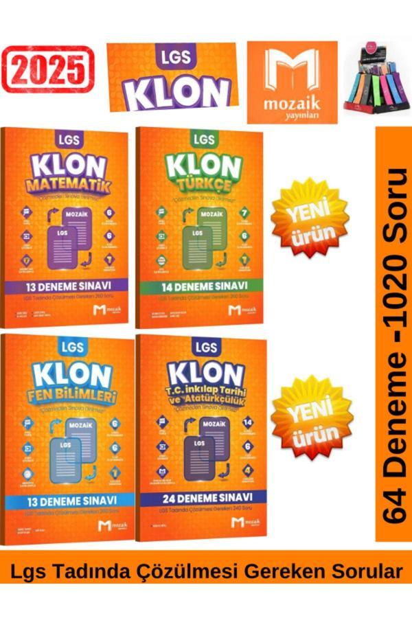 Mozaik 2025 8.Sınıf Klon Lgs Hazılık Mat.-Fen-Türkçe-İnk.Tarihi 64 Deneme 1020 Soru Deneme+Kalemlik - Mozaik Yayınları - Image 1