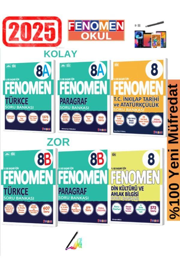 2025 8.Sınıf Türkçe(AB)-Paragraf(AB)-İnk. Tarihi-Din%100 Yeni Müfredat Soru Bankası Seti+Kalem - Fenomen Yayıncılık - Image 1
