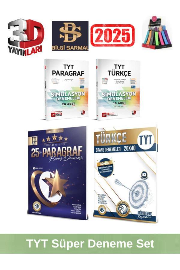 2025 Tyt Yıldızlar Paragraf25-Türkçe20+3D Tyt Paragraf20-Türkçe10 Deneme Seti+Kalemlik - Bilgi Sarmal Yayınları - Image 1