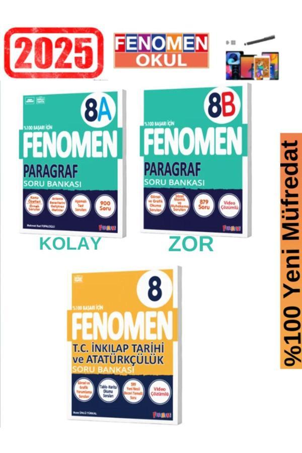2025 8.Sınıf Paragraf(AB)-İnkılap Tarihi  %100 Yeni Müfredat Soru Bankası Seti+Kalem - Fenomen Yayıncılık - Image 1