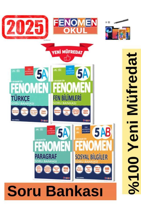 2026 5.Sınıf Türkçe(A)-Fen(A)-Paragraf(A)-Sosyal(AB)- Yeni Müfredat Soru Bankası Seti+Kalem - Fenomen Yayıncılık - Image 1