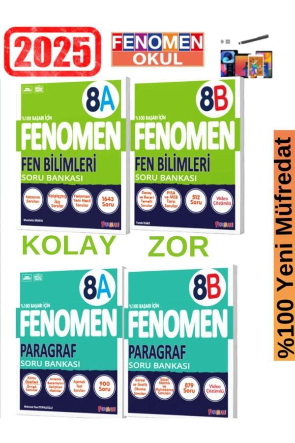 2025 8.Sınıf Fen(AB)Kolay-Zor -Paragraf(AB) Kolay-Zor %100 Yeni Müfredat Soru Bankası Seti+Kalem - Fenomen Yayıncılık - Image 1