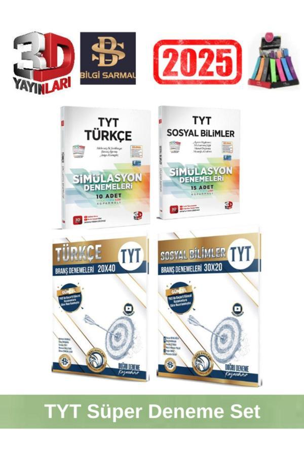 2025 Tyt Türkçe20-Sosyal30 Deneme+3D Tyt Türkçe10-Sosyal15 Deneme Seti+Kalemlik - Bilgi Sarmal Yayınları - Image 1