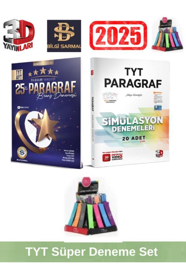 2025 Tyt Yıldızlar Yarışıyor Paragraf 25 Deneme+3D Yayınları Tyt Paragraf20 Deneme Seti+Kalemlik - Bilgi Sarmal Yayınları - Image 1