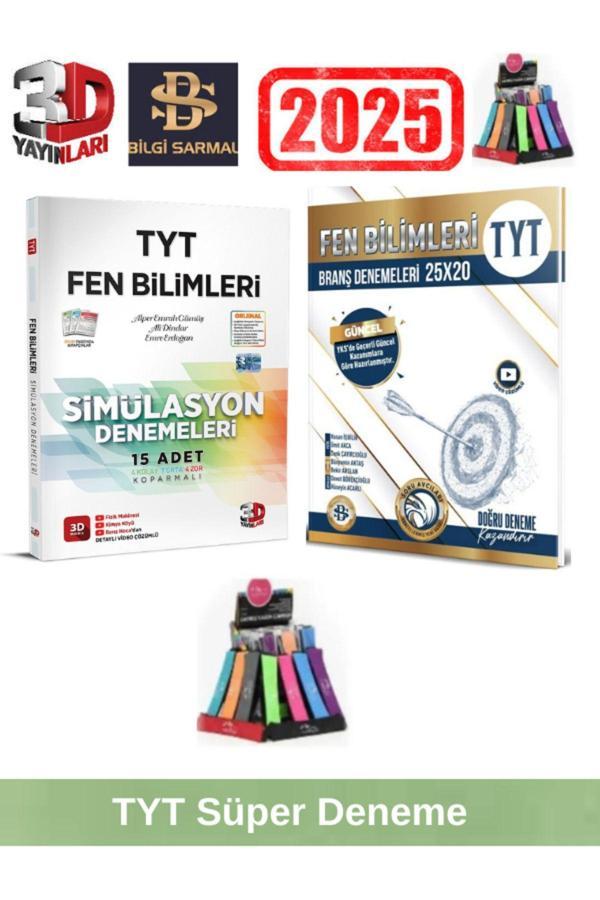 2025 Tyt Fen Bilimleri 25x20 Deneme+3D Yayınları Tyt Fen Bilimleri15 Deneme Seti+Kalemlik - Bilgi Sarmal Yayınları - Image 1