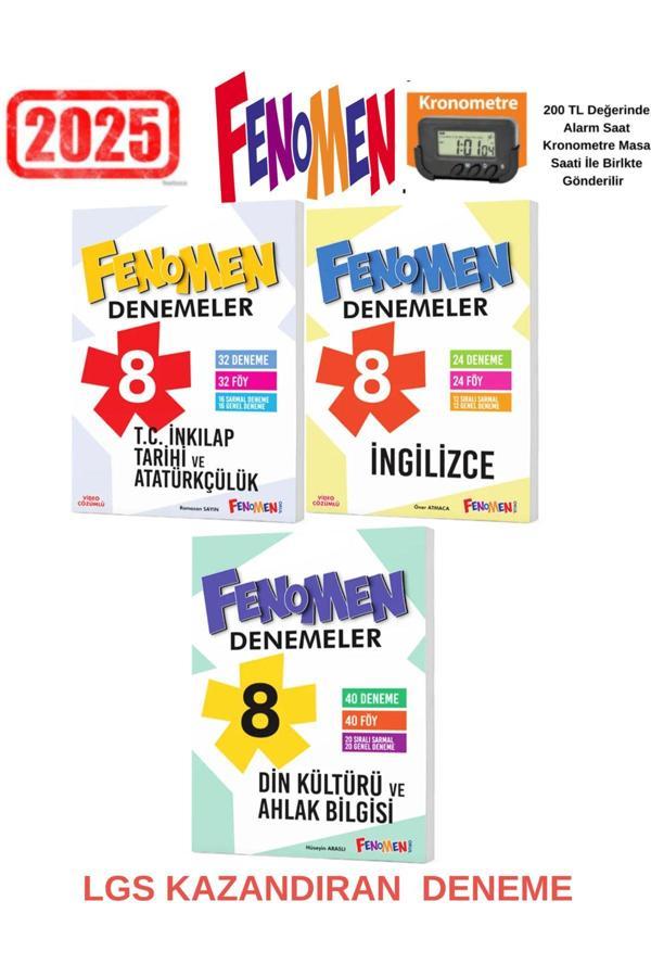 2025 8.Sınıf Lgs Hazırlık T.C İnkılap Tarihi -İngilizce -Din Kültürü 96 Adet Deneme +Kronometre - Fenomen Yayıncılık - Image 1