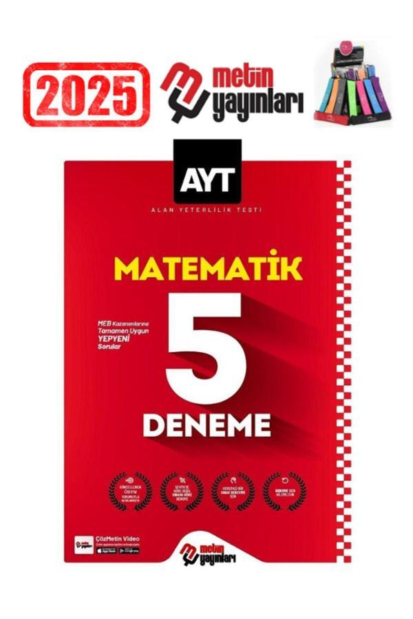 Metin Yayınları Güncel Ayt Matematik 5 Deneme+Kalemlik - Metin Yayınları - Image 1