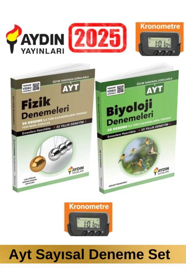Aydın 2025 Ayt Fizik 30-Biyoloji 30 Sayısal Branş Deneme Seti+Kronometre - Aydın Yayınları - Image 1