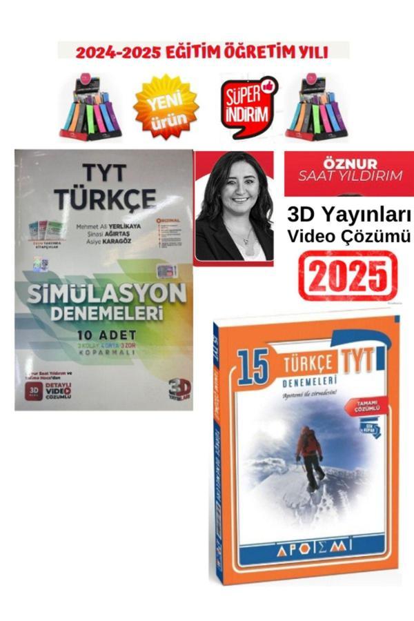 3D 2025 Tyt Türkçe 10 Deneme(Öznur Hoca Çözümlü)+Apotemi 2025 Tyt Türkçe 15 Deneme+Kalemlik - 3D Yayınları - Image 1