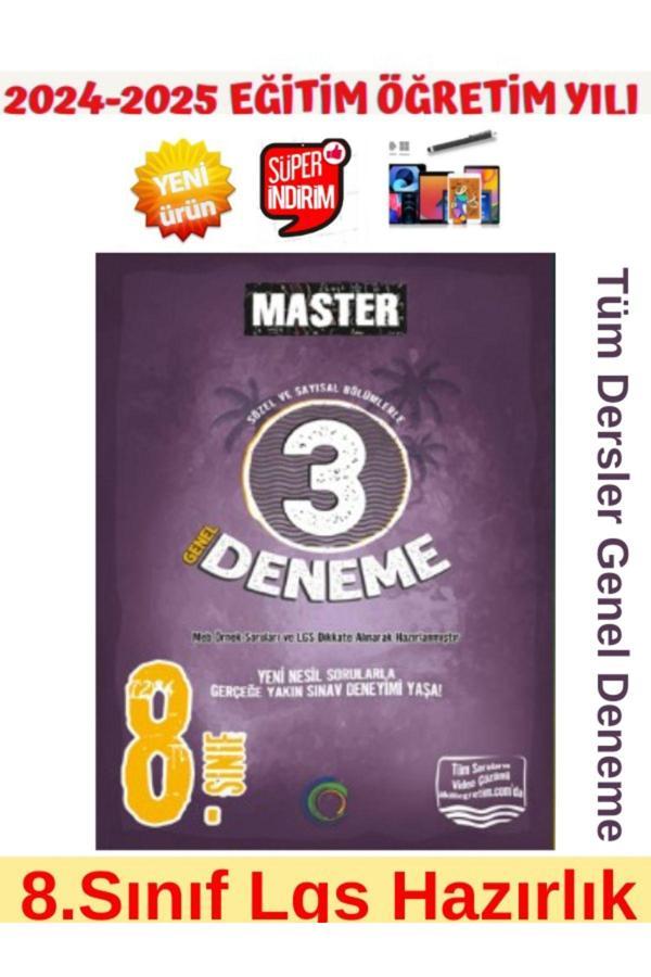 2025 8.Sınıf Master Lgs Hazırlık Tüm Dersler Genel Deneme 3 Adet+Android Kalem - Okyanus Yayıncılık - Image 1