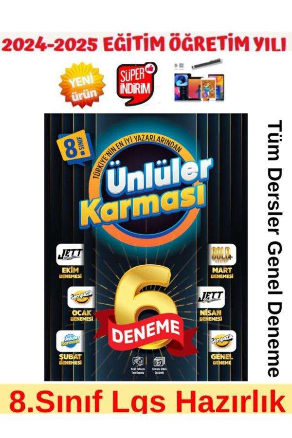 Ünlüler Karması 2025 8.Sınıf Lgs Hazırlık 6 Farklı Yayın En Deneme+Android Kalem - Ünlüler Karması - Image 1