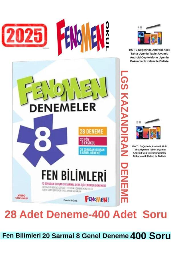 2025 8. Sınıf Lgs Hazırlık Fen 20 Sarmal-8 Genel Deneme 28 Adet Deneme+Android Kalem - Fenomen Yayıncılık - Image 1