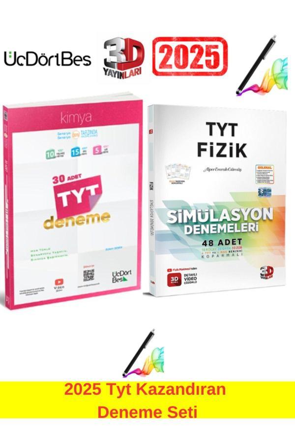 2025 Tyt Kimya 30 Adet Deneme+3D Yayınları Tyt Fizik 48 Adet Deneme Seti(78 Deneme)Android Kalem - Üç Dört Beş Yayınları - Image 1