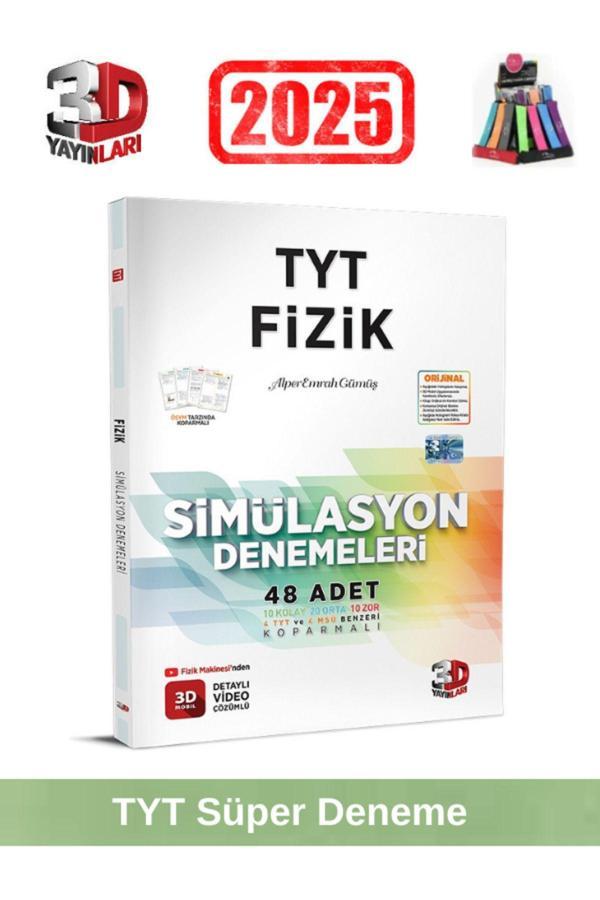 3d 2025 Tyt Fizik 48 Adet Simulasyon Video Çözümlü Deneme+Kalemlik - 3D Yayınları - Image 1