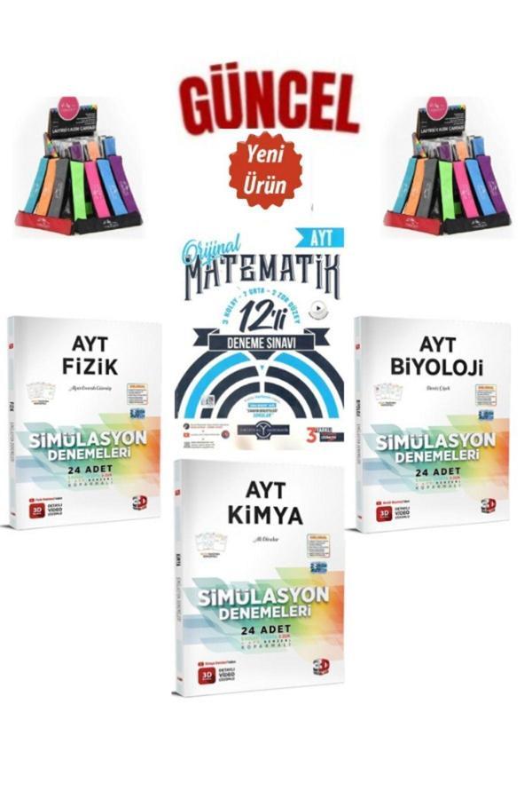 Güncel Ayt Matematik 12 Deneme+3D Yayınları Ayt Fizik24-Kimya24-Biyoloji 24 Deneme+Kalemlik - Orijinal Yayınları - Image 1