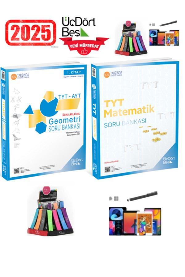 2025 Tyt Matematik-TytAyt Geometri Konu Anlatımlı Soru Bankası(Yeni Ürün)+Kalem+Kalemlik - Üç Dört Beş Yayınları - Image 1
