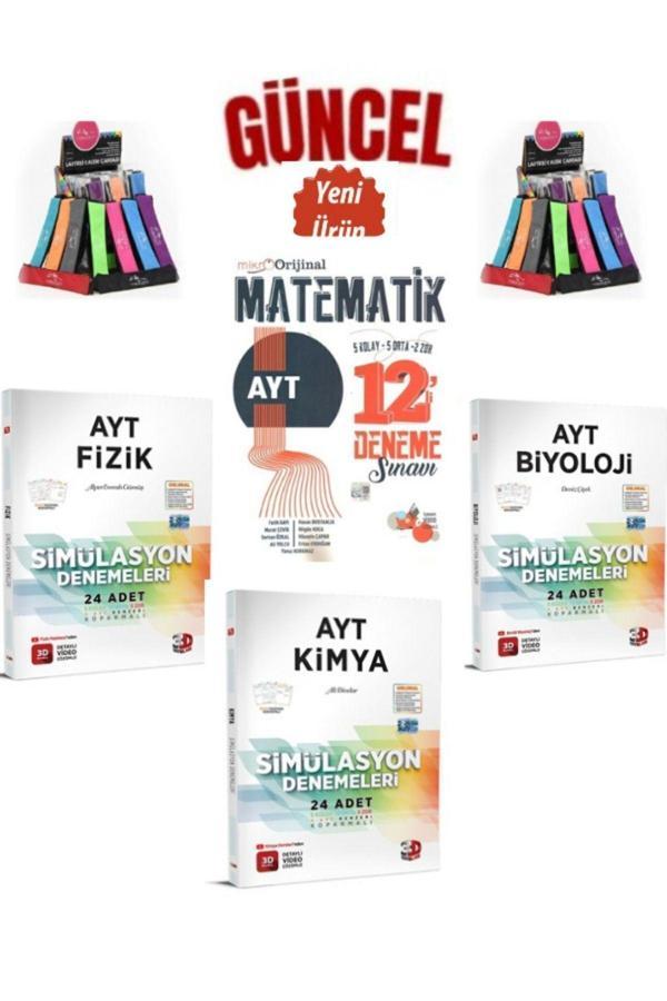 Güncel Ayt Mikro Orijinal Matematik 12 Deneme+3D Ayt Fizik24-Kimya24-Biyoloji 24 Deneme+Kalemlik - Orijinal Yayınları - Image 1