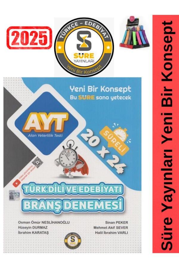 Süre Yayınları 2025 Ayt Edebiyat Süreli 20x24 Video Çözümlü Branş Denemesi+Kalemlik - Süre Yayınları - Image 1