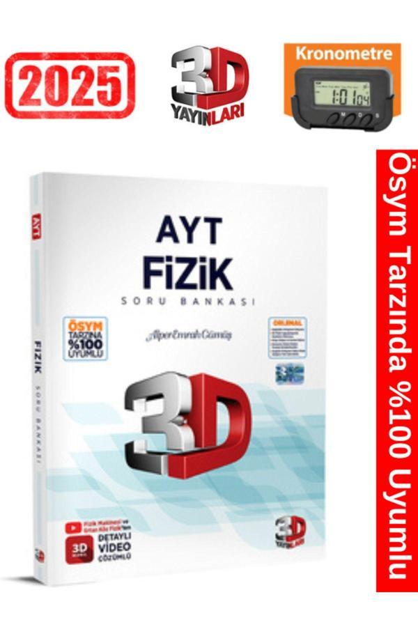 3D Yayınları 2025 Ayt Fizik Video Çözümlü Soru Bankası+Kronometre - 3D Yayınları - Image 1