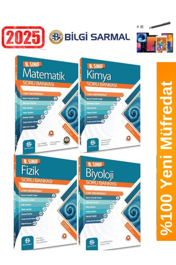 2025 9.Sınıf Matematik-Fizik-Kimya-Biyoloji Soru Bankası Seti(4 Kitap)+Android Kalem - Bilgi Sarmal Yayınları - Image 1