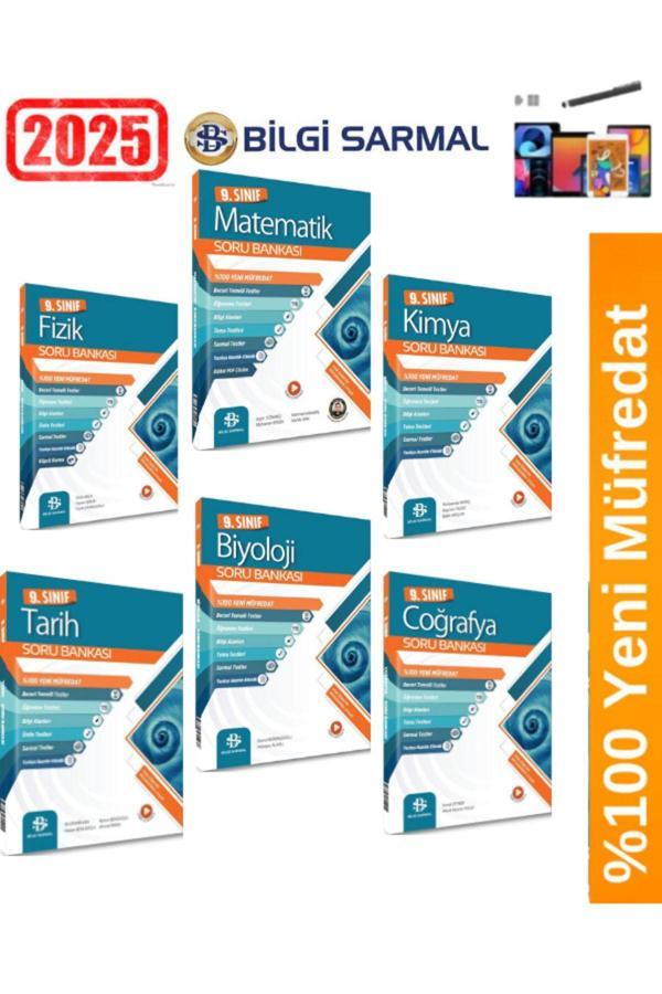 2025 9.Sınıf Matematik-Fizik-Kimya-Biyoloji-Tarih-Coğrafya Soru Bankası Seti(6 Kitap)+Android Kalem - Bilgi Sarmal Yayınları - Image 1