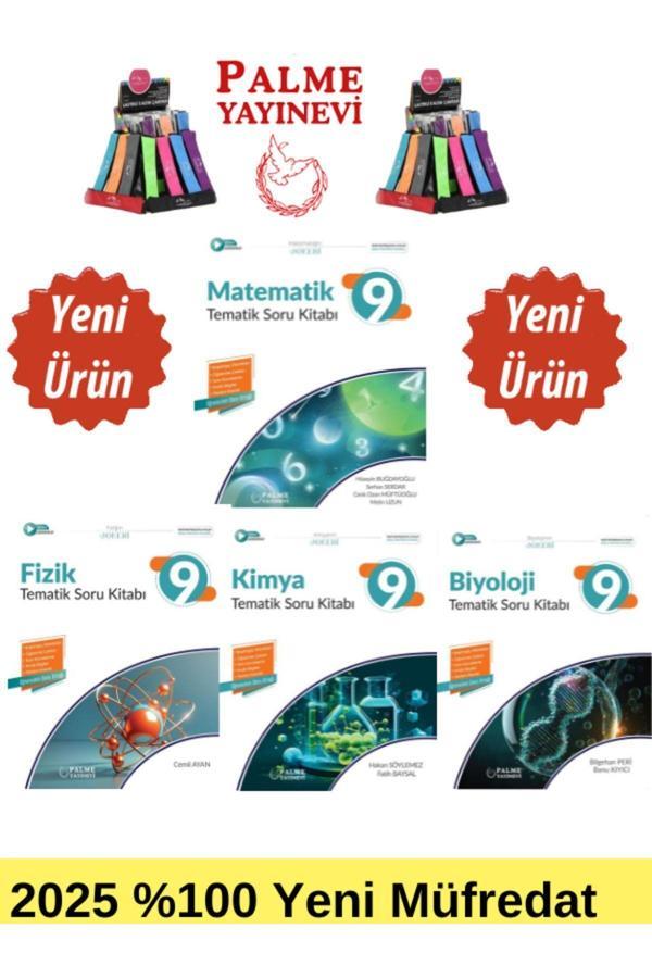 2025 9.Sınıf Mat-Fizik-Kimya-Biyoloji %100 Yeni Müfredat Tematik Soru Bankası+Kalemlik(Yeni Ürün) - Palme Yayınları - Image 1